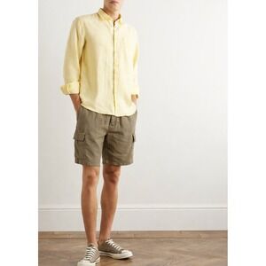 VILEBREQUIN Men's Baie Straight-Leg Linen Drawstring Cargo Shorts Olive XXXL